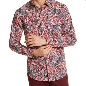 Tasso Elba Red and Black Paisley Shirt